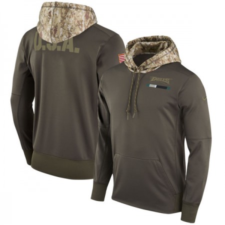 Men's Philadelphia Eagles  Olive Salute to Service Sideline Therma Pullover Hoodie