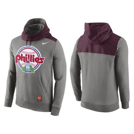 Men's Philadelphia Phillies  Gray Cooperstown Collection Hybrid Pullover Hoodie