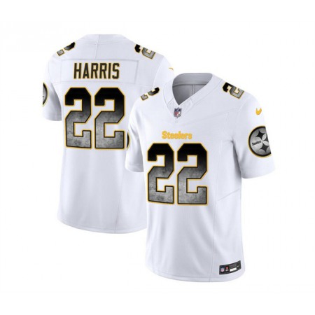 Men's Pittsburgh Steelers #22 Najee Harris White 2023 F.U.S.E. Smoke  Vapor Untouchable Limited Stitched Jersey