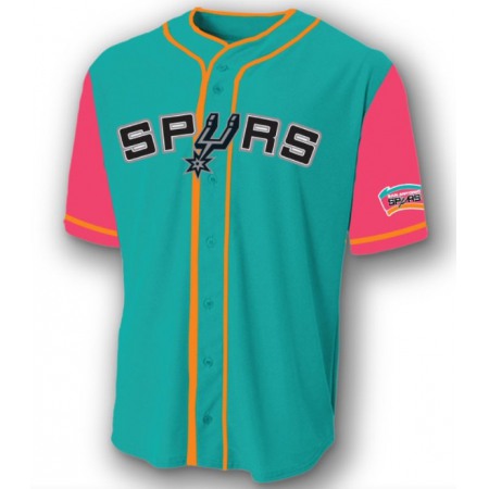 Men's San Antonio Spurs Teal  Pink Cool Base Stitched Baseball Jersey