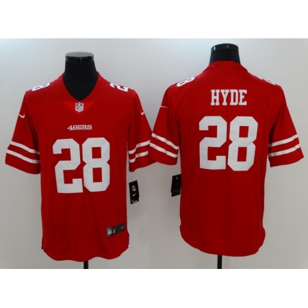 Men's San Francisco 49ers #28 Carlos Hyde  Scarlet Vapor Untouchable Limited Stitched NFL Jersey