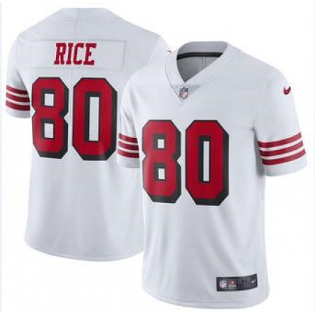 Men's San Francisco 49ers #80 Jerry Rice  White Color Rush Vapor Untouchable Limited Stitched NFL Jersey