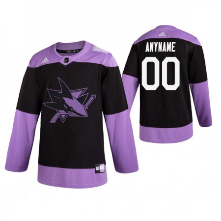 Men's San Jose Sharks  Black Hockey Fights Cancer Custom Practice NHL Stitched Jersey