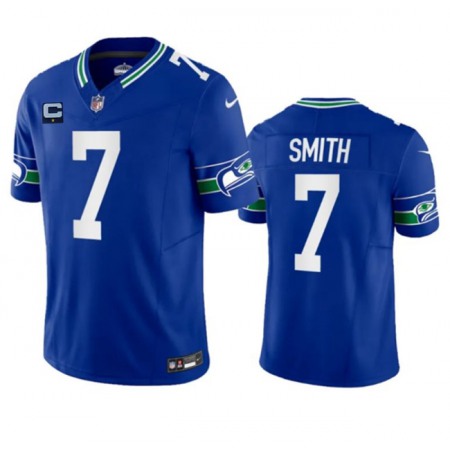 Men's Seattle Seahawks #7 Geno Smith Royal 2023 F.U.S.E. With 1-Star C Patch  Vapor Limited Throwback Stitched Jersey