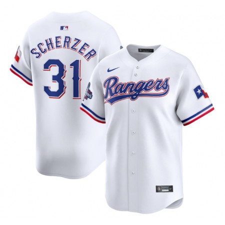 Men's Texas Rangers #31 Max Scherzer White 2023 World Series Champions Stitched Baseball  Jersey