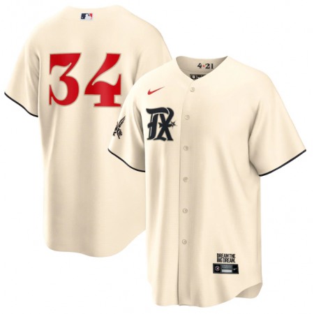 Men's Texas Rangers #34 Nolan Ryan Cream 2023 City Connect Stitched Baseball  Jersey