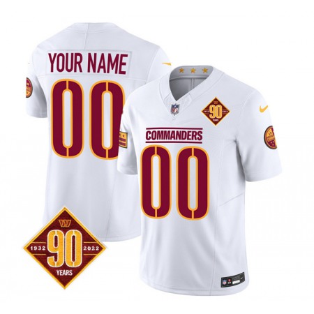 Men's Washington Commanders Active Player Custom White 2023 F.U.S.E. 90th Anniversary  Vapor Limited Stitched Football Jersey