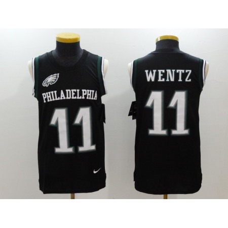 Men's  Philadelphia Eagles #11 Carson Wentz Black Limited Tank Top Jersey