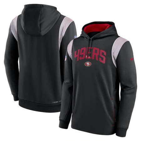 Men's  San Francisco 49ers Black Sideline Stack Performance Pullover Hoodie 001