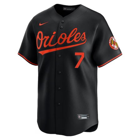 Men's Baltimore Orioles #7 Jackson Holliday Black Cool Base Stitched Jersey - Image 2