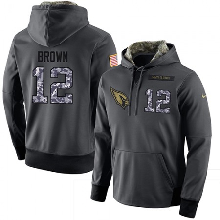 NFL Men's  Arizona Cardinals #12 John Brown Stitched Black Anthracite Salute to Service Player Performance Hoodie