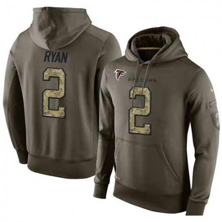 NFL Men's  Atlanta Falcons #2 Matt Ryan Stitched Green Olive Salute To Service KO Performance Hoodie