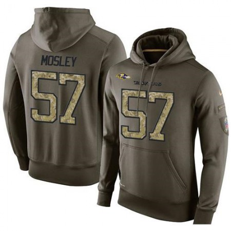 NFL Men's  Baltimore Ravens #57 C.J. Mosley Stitched Green Olive Salute To Service KO Performance Hoodie