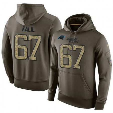 NFL Men's  Carolina Panthers #67 Ryan Kalil Stitched Green Olive Salute To Service KO Performance Hoodie
