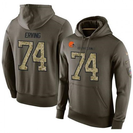 NFL Men's  Cleveland Browns #74 Cameron Erving Stitched Green Olive Salute To Service KO Performance Hoodie