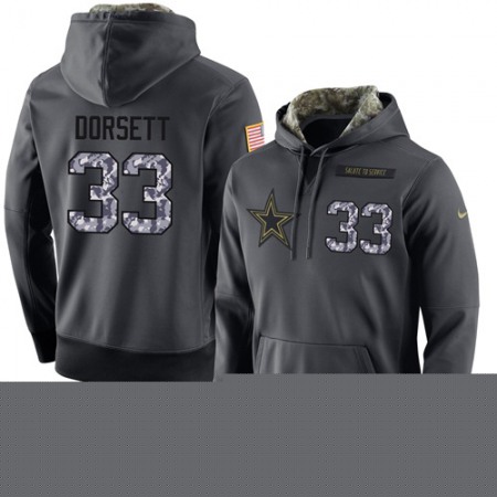 NFL Men's  Dallas Cowboys #33 Tony Dorsett Stitched Black Anthracite Salute to Service Player Performance Hoodie