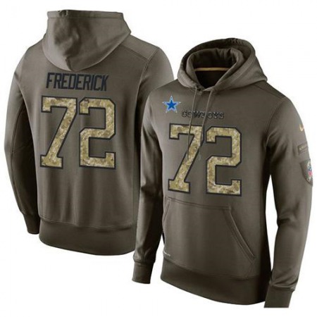 NFL Men's  Dallas Cowboys #72 Travis Frederick Stitched Green Olive Salute To Service KO Performance Hoodie