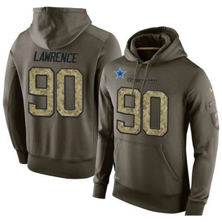NFL Men's  Dallas Cowboys #90 Demarcus Lawrence Stitched Green Olive Salute To Service KO Performance Hoodie