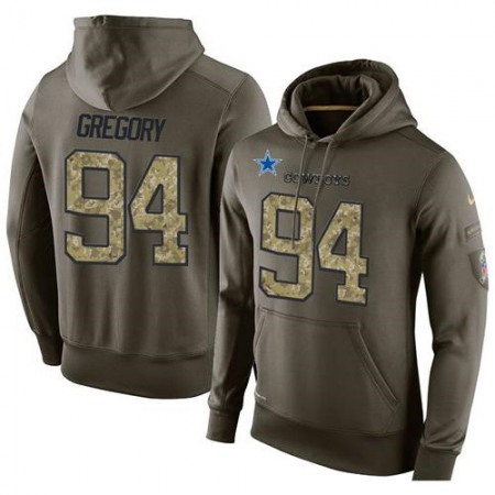 NFL Men's  Dallas Cowboys #94 Randy Gregory Stitched Green Olive Salute To Service KO Performance Hoodie