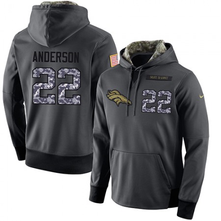 NFL Men's  Denver Broncos #22 C.J. Anderson Stitched Black Anthracite Salute to Service Player Performance Hoodie