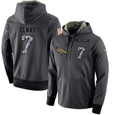 NFL Men's  Denver Broncos #7 John Elway Stitched Black Anthracite Salute to Service Player Performance Hoodie