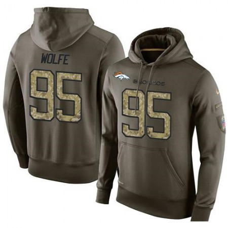 NFL Men's  Denver Broncos #95 Derek Wolfe Stitched Green Olive Salute To Service KO Performance Hoodie