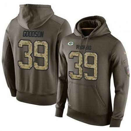 NFL Men's  Green Bay Packers #39 Demetri Goodson Stitched Green Olive Salute To Service KO Performance Hoodie