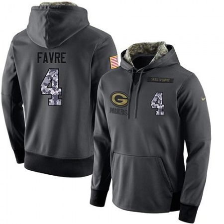 NFL Men's  Green Bay Packers #4 Brett Favre Stitched Black Anthracite Salute to Service Player Performance Hoodie