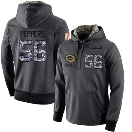 NFL Men's  Green Bay Packers #56 Julius Peppers Stitched Black Anthracite Salute to Service Player Performance Hoodie