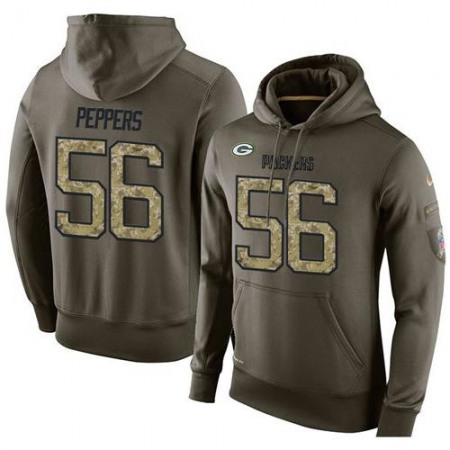 NFL Men's  Green Bay Packers #56 Julius Peppers Stitched Green Olive Salute To Service KO Performance Hoodie
