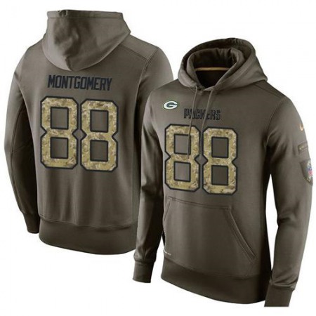 NFL Men's  Green Bay Packers #88 Ty Montgomery Stitched Green Olive Salute To Service KO Performance Hoodie