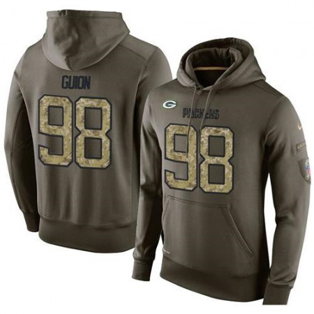 NFL Men's  Green Bay Packers #98 Letroy Guion Stitched Green Olive Salute To Service KO Performance Hoodie