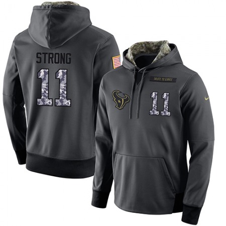 NFL Men's  Houston Texans #11 Jaelen Strong Stitched Black Anthracite Salute to Service Player Performance Hoodie
