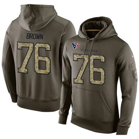 NFL Men's  Houston Texans #76 Duane Brown Stitched Green Olive Salute To Service KO Performance Hoodie