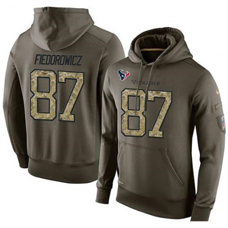 NFL Men's  Houston Texans #87 C.J. Fiedorowicz Stitched Green Olive Salute To Service KO Performance Hoodie