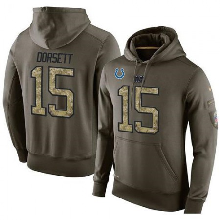 NFL Men's  Indianapolis Colts #15 Phillip Dorsett Stitched Green Olive Salute To Service KO Performance Hoodie