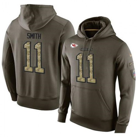 NFL Men's  Kansas City Chiefs #11 Alex Smith Stitched Green Olive Salute To Service KO Performance Hoodie