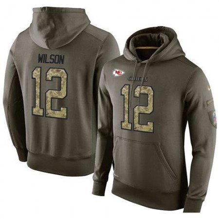NFL Men's  Kansas City Chiefs #12 Albert Wilson Stitched Green Olive Salute To Service KO Performance Hoodie