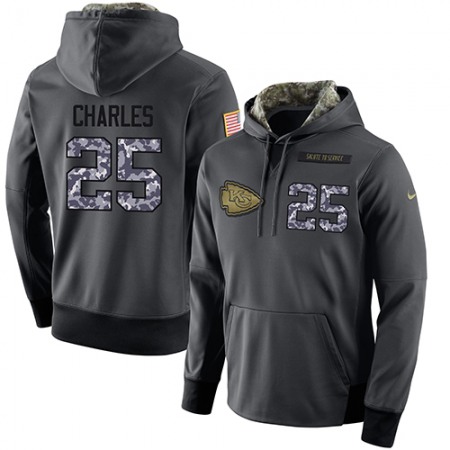 NFL Men's  Kansas City Chiefs #25 Jamaal Charles Stitched Black Anthracite Salute to Service Player Performance Hoodie