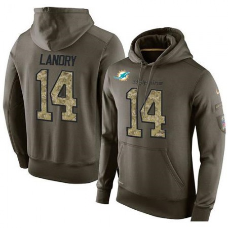 NFL Men's  Miami Dolphins #14 Jarvis Landry Stitched Green Olive Salute To Service KO Performance Hoodie