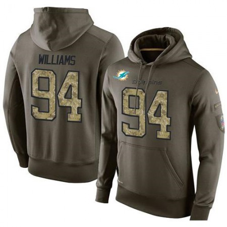 NFL Men's  Miami Dolphins #94 Mario Williams Stitched Green Olive Salute To Service KO Performance Hoodie