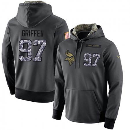 NFL Men's  Minnesota Vikings #97 Everson Griffen Stitched Black Anthracite Salute to Service Player Performance Hoodie