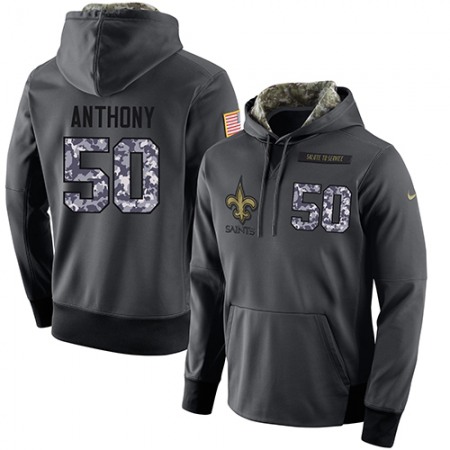 NFL Men's  New Orleans Saints #50 Stephone Anthony Stitched Black Anthracite Salute to Service Player Performance Hoodie