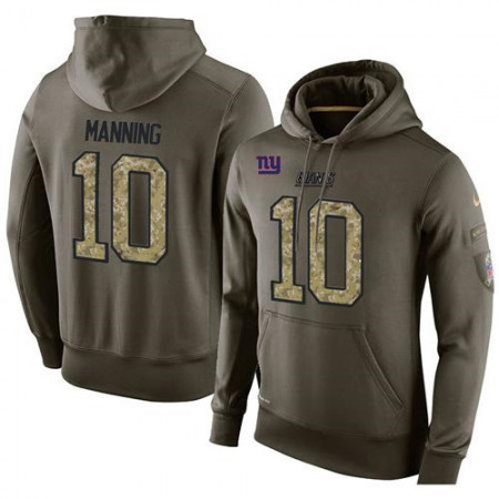 NFL Men's  New York Giants #10 Eli Manning Stitched Green Olive Salute To Service KO Performance Hoodie