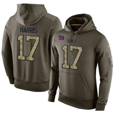 NFL Men's  New York Giants #17 Dwayne Harris Stitched Green Olive Salute To Service KO Performance Hoodie