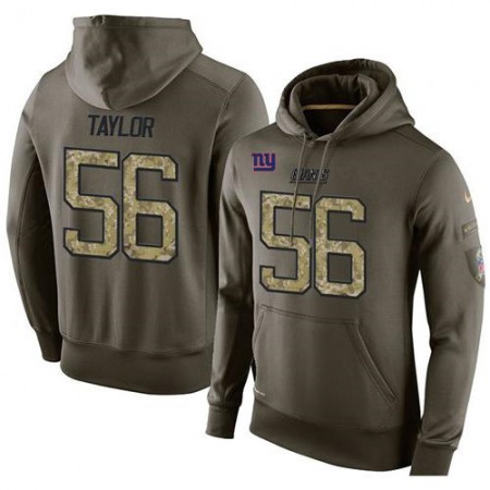 NFL Men's  New York Giants #56 Lawrence Taylor Stitched Green Olive Salute To Service KO Performance Hoodie