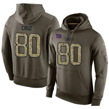 NFL Men's  New York Giants #80 Victor Cruz Stitched Green Olive Salute To Service KO Performance Hoodie