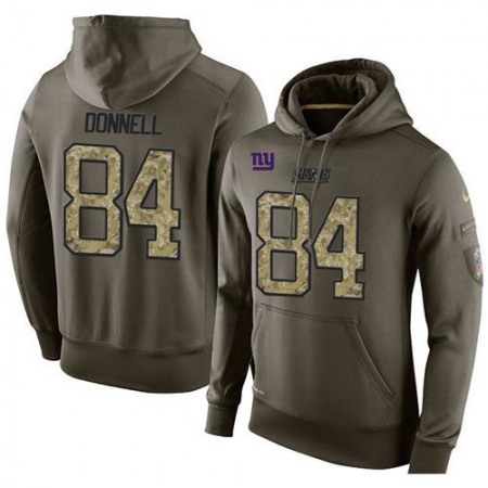 NFL Men's  New York Giants #84 Larry Donnell Stitched Green Olive Salute To Service KO Performance Hoodie