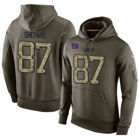 NFL Men's  New York Giants #87 Sterling Shepard Stitched Green Olive Salute To Service KO Performance Hoodie