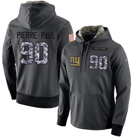 NFL Men's  New York Giants #90 Jason Pierre-Paul Stitched Black Anthracite Salute to Service Player Performance Hoodie